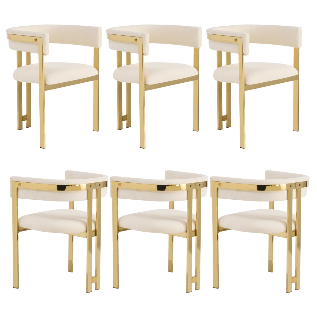 SEDIA Set da 6 pezzi in Chenille Beige e Oro 60x50x76 cm