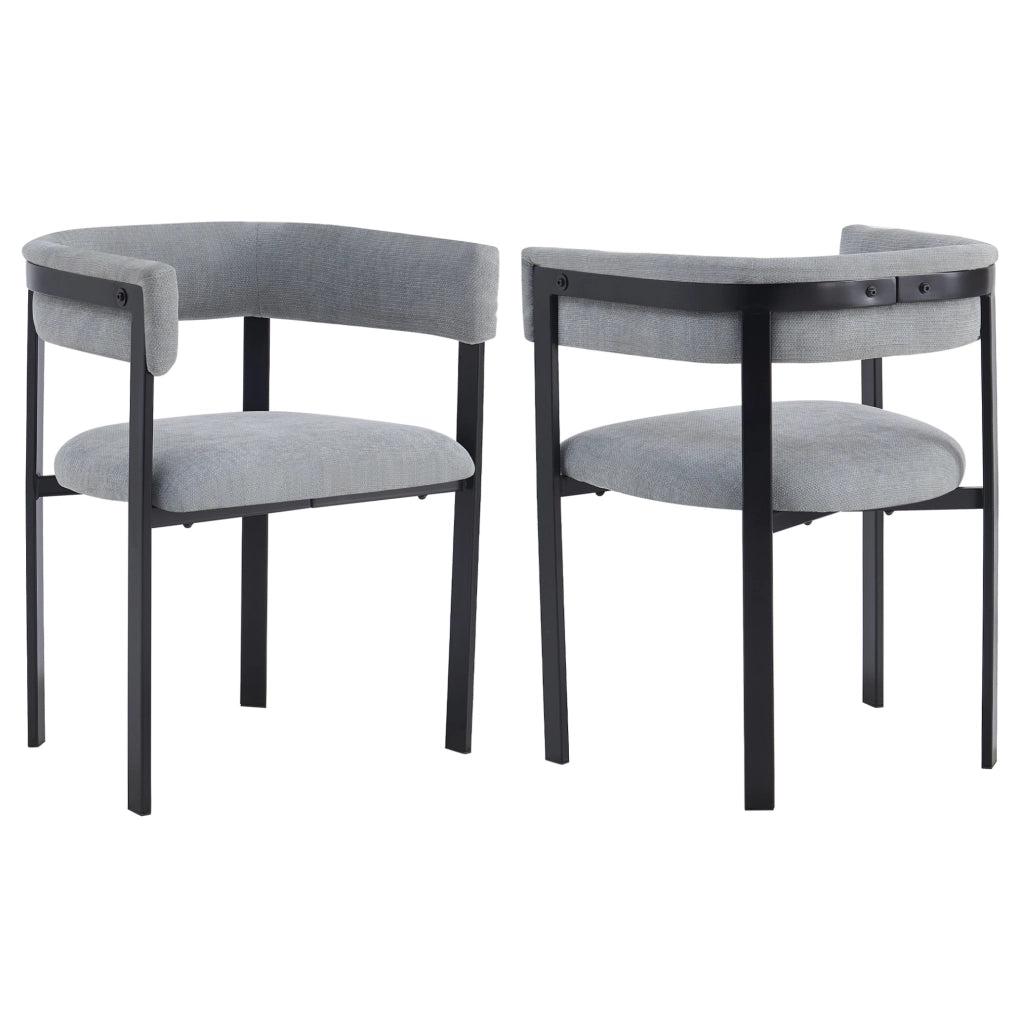 Set di 2 sedie da pranzo 84.99x64.01x42.49 cm con schienale a C in chenille e metallo grigio