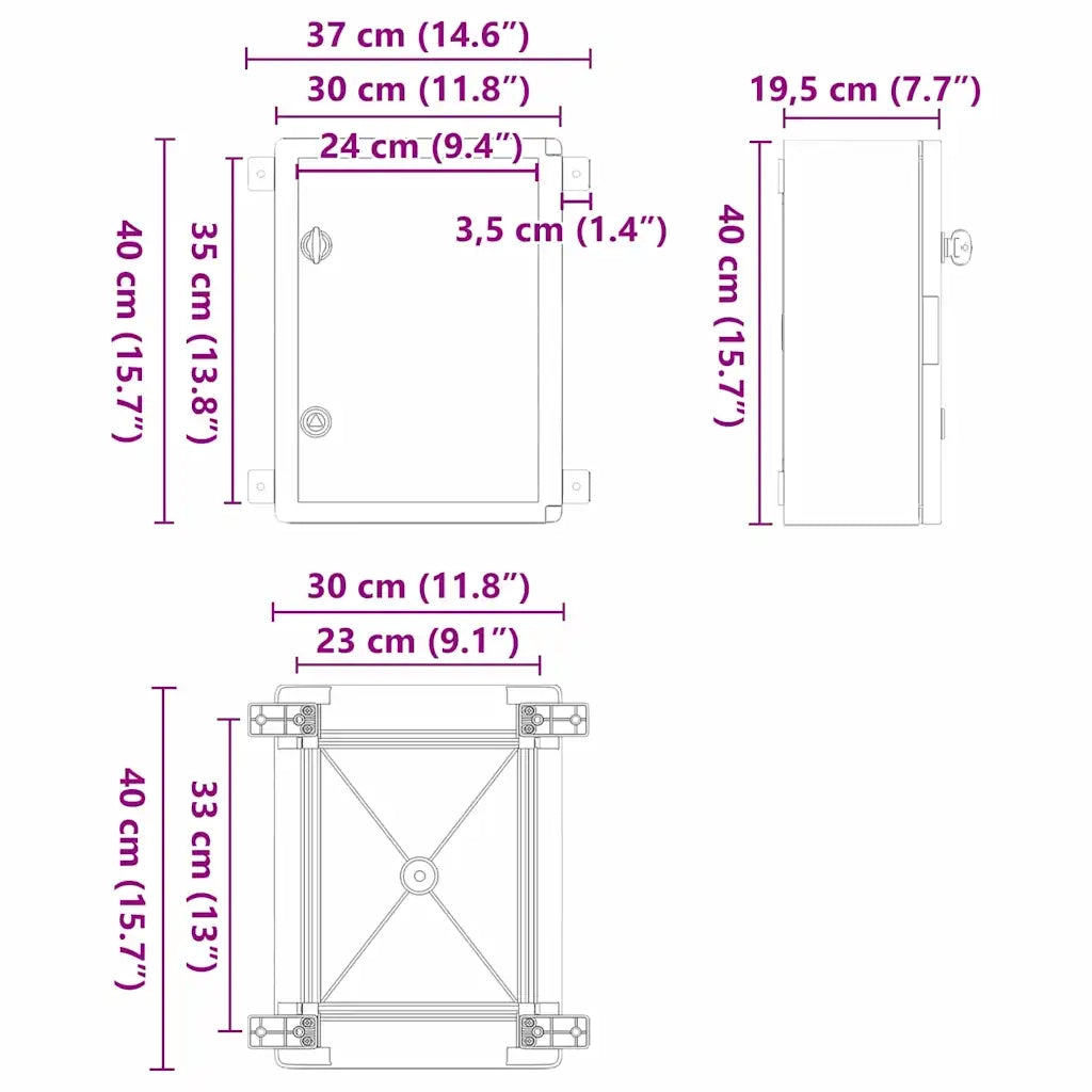 Armadio di Controllo Grigio 37 x 19,5 x 40 cm Plastica ABS 4106512