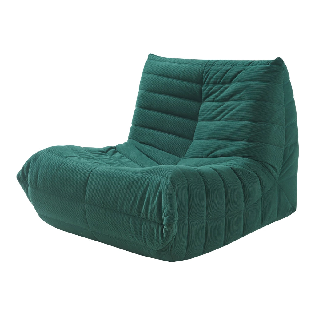 Poltrona Bassa Imbottita Kodsø con Rivestimento in Velluto a Coste 75x90x100 cm - Verde [en.casa]