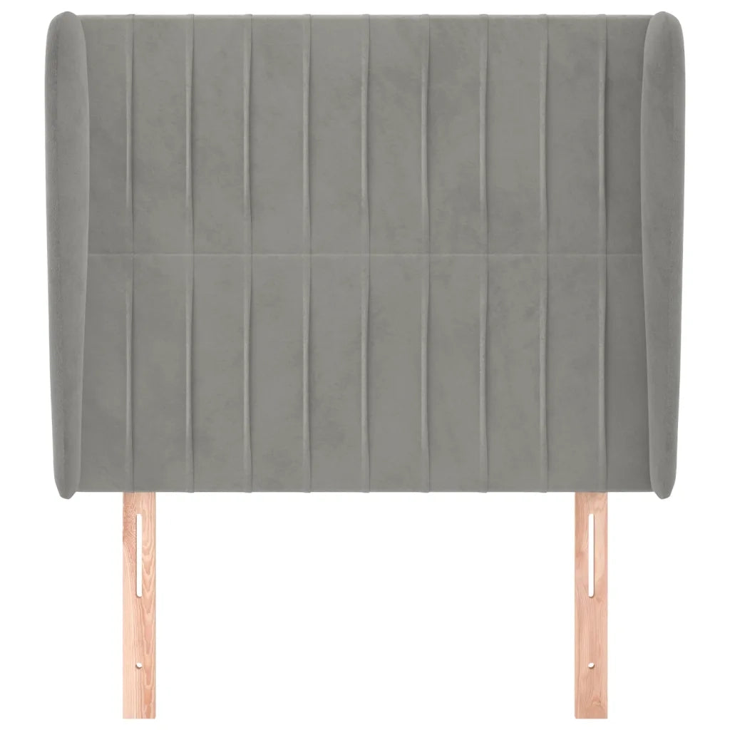 Testiera ad Orecchio-Testata con Orecchie Grigio Chiaro 83x23x118/128 cm in Velluto 993485