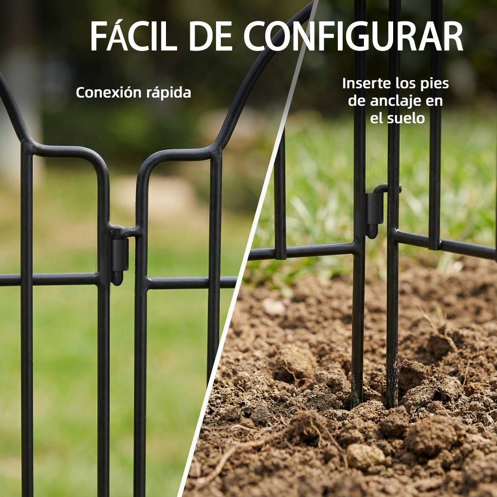 Set 4 Vallas Giardino in Metallo ¨C zephmum ¨C Nero 125x57 cm