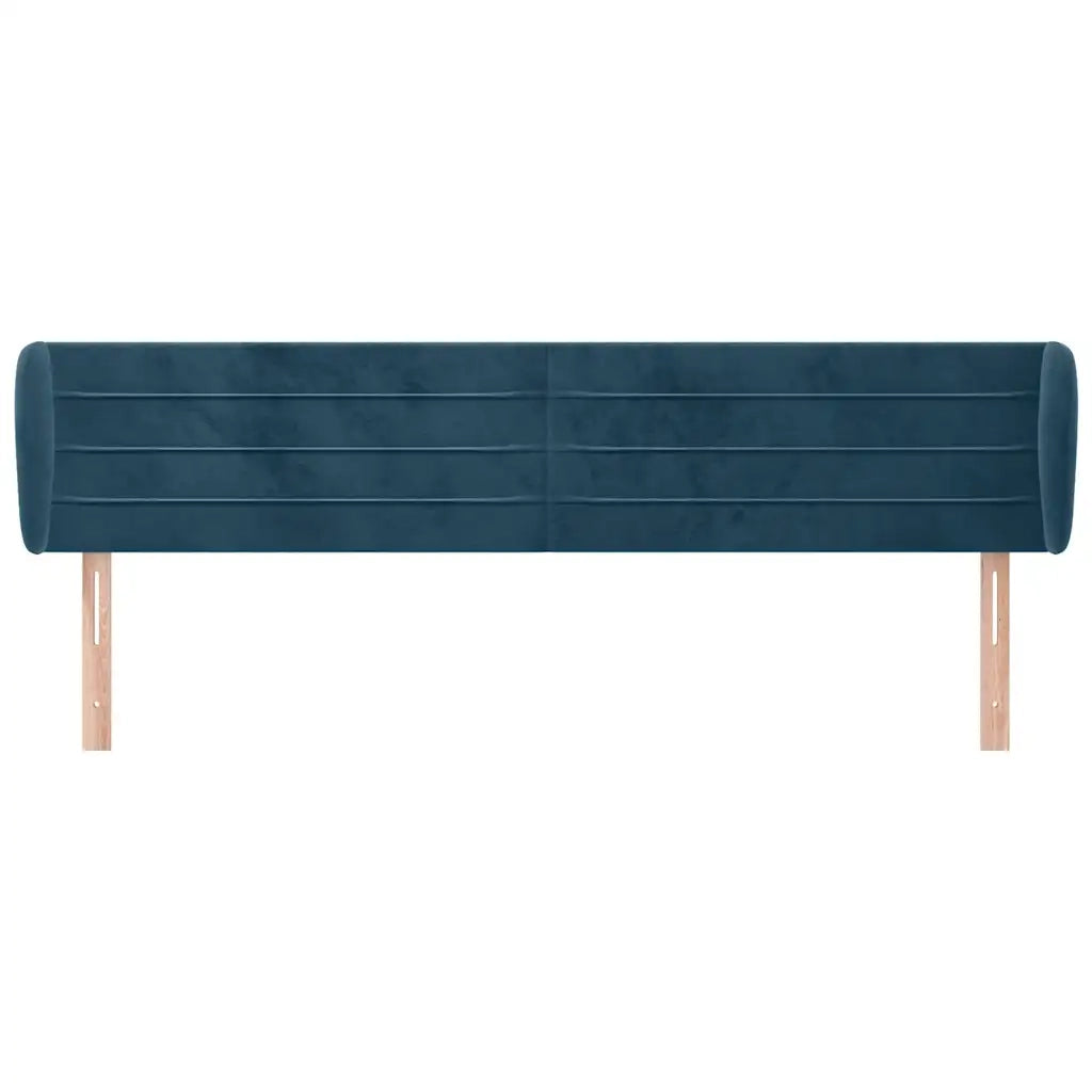 Testiera | Testata ad Orecchio Blu Scuro 183x23x78/88 cm in Velluto