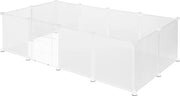 Recinzione per Cani, Gatti e Conigli con Porta - Recinzione per Cani e Gatti - Materiale Plastico e Metallico - Dimensioni 142x72x46 cm - Bianco