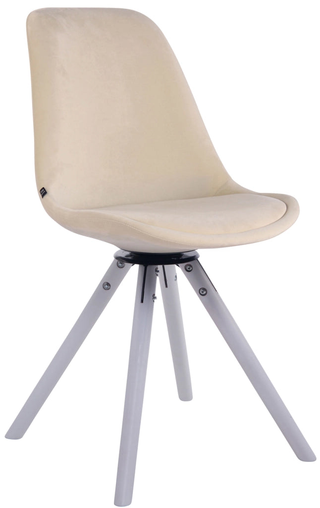 Sedia Pranzo Girevole Troyes In Velluto bianco,crema