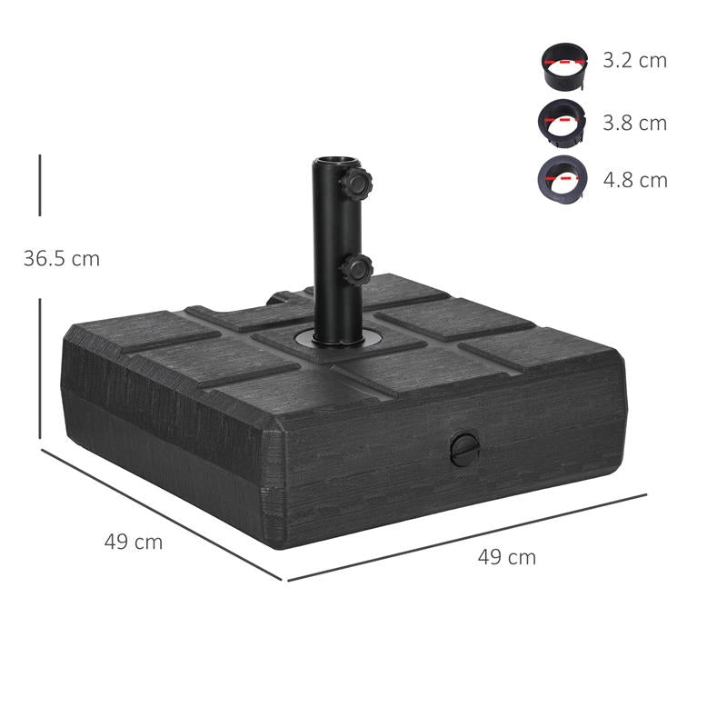 BASE PER OMBRELLONE DA GIARDINO 3.5 M CON MANIGLIE, IN HDPE E ACCIAIO, 49X49X36.5 CM, NERO
