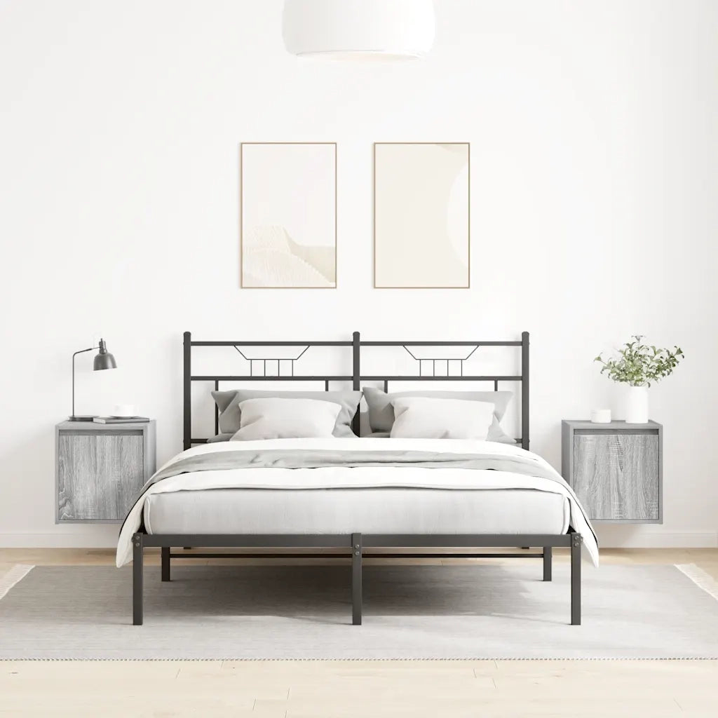 Set di 2 Comodini | Armadio da Notte | Mobiletto da notte a Muro Grigio Sonoma 38x34x40 cm