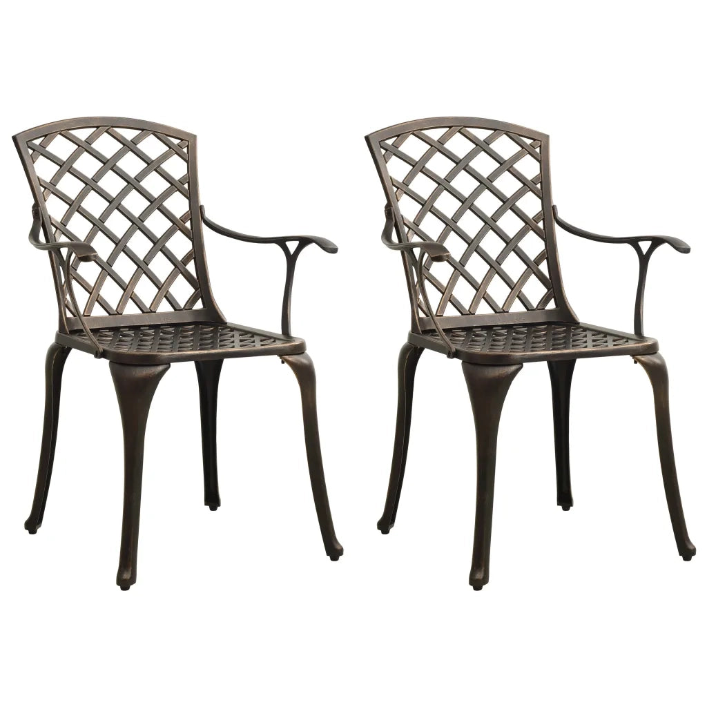 Sedie da Giardino 2 pz in Alluminio Pressofuso Bronzo