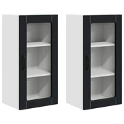 Pensile da cucina | Mobile in vetro da parete LUCCA 2 pz Nero 40 x 31 x 80 cm