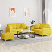 Set di Divani 3 pz con Cuscini Giallo Chiaro in Tessutocod mxl 131197