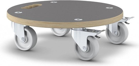 Carrello per Piante MAXIGRIP Ø 38 x 11 cm I Carrello per Contenitori per Interno + Esterno I Certificato FSC Aiuto al Trasporto in Legno con 2 Frizioni I Capacità di Carico 250 kg I Prodotto in Germania - 20110701