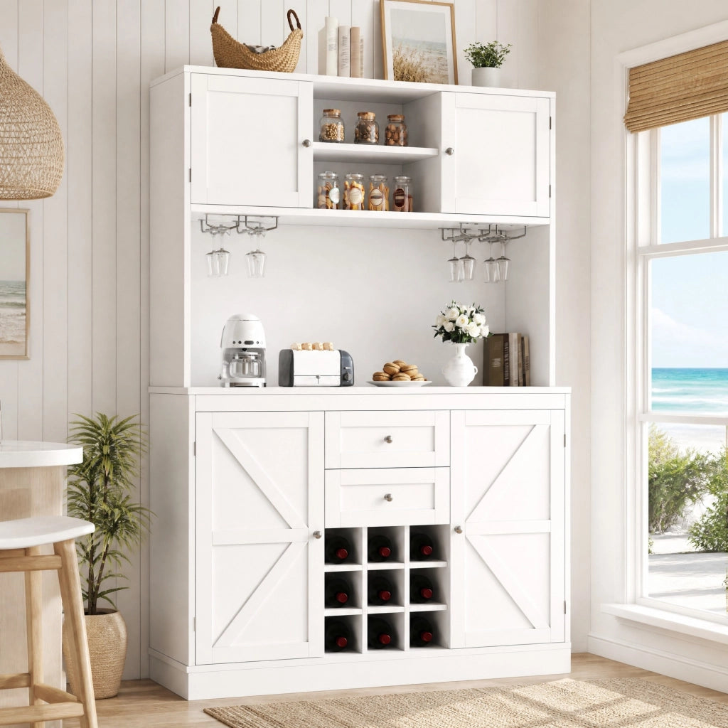 ARMADIO ALTO DA CUCINA 120x40x188 cm Bianco in MDF e metallo