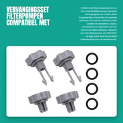 Set di sostituzione per pompe a filtro Intex - Accessori di ricambio - Valvole di scarico/Sedimenti - O-ring - Materiale ABS - 4 pezzi - Accessori per pompe a filtro