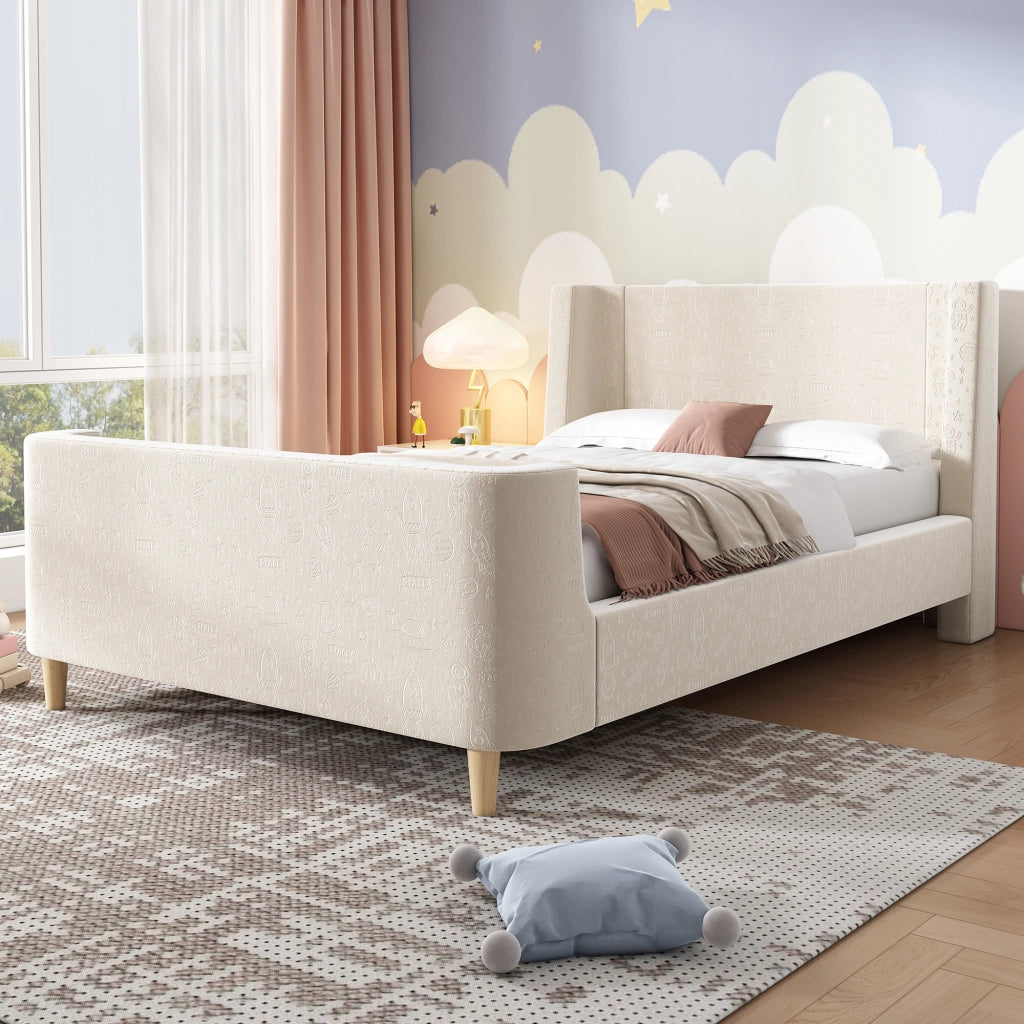 letto singolo velluto beige 90 x 200 cm