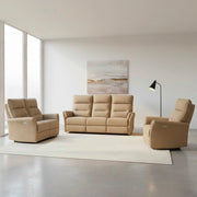 Set Relax Softwave – Divano 2 Posti + Divano 3 Posti + Poltrona Recliner Elettrica in Tessuto Camel