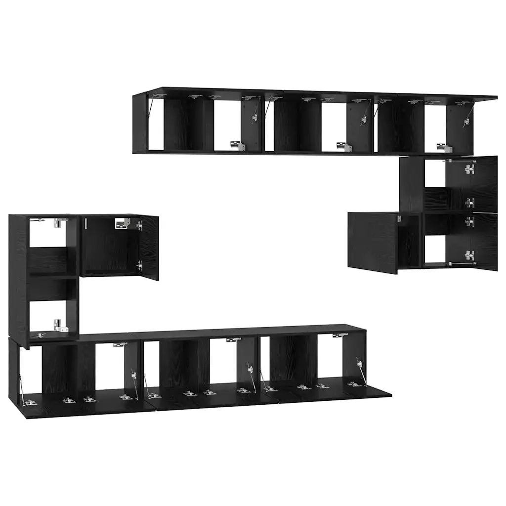 Set mobile TV 10 pcs Rovere Nero Legno multistrato 3393319