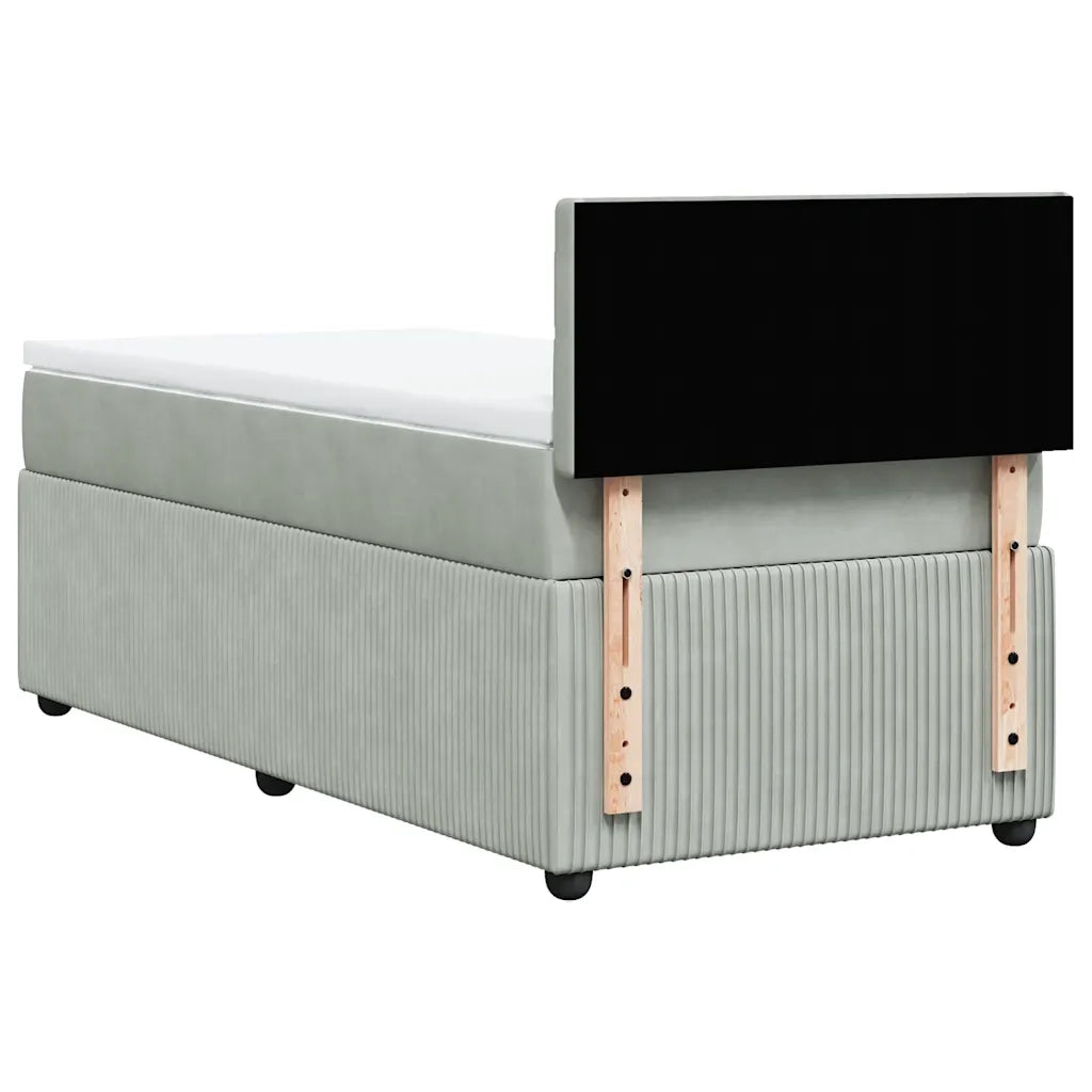 Giroletto a Molle con Materasso Grigio Chiaro 90x190 cm Velluto 3287614