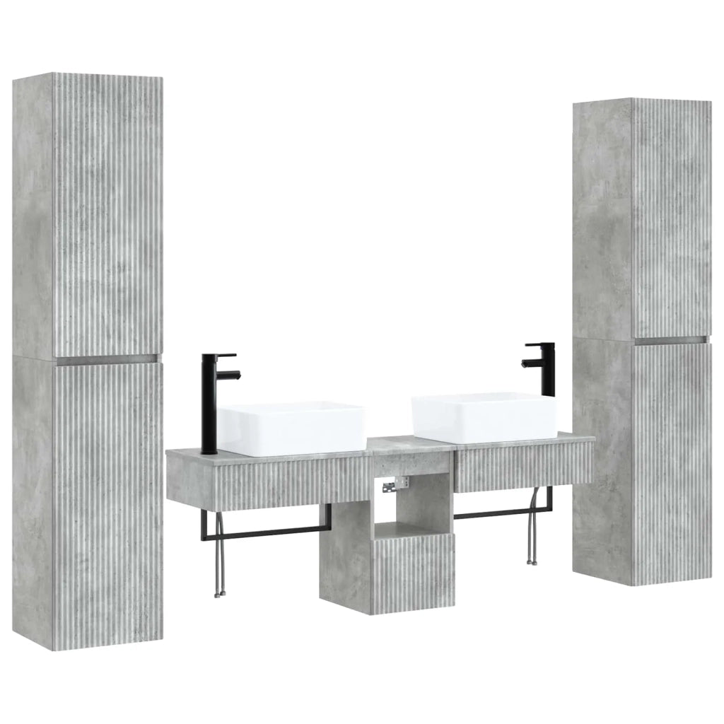 Set di mobili per il bagno 5 pz Grigio Cemento 3406016