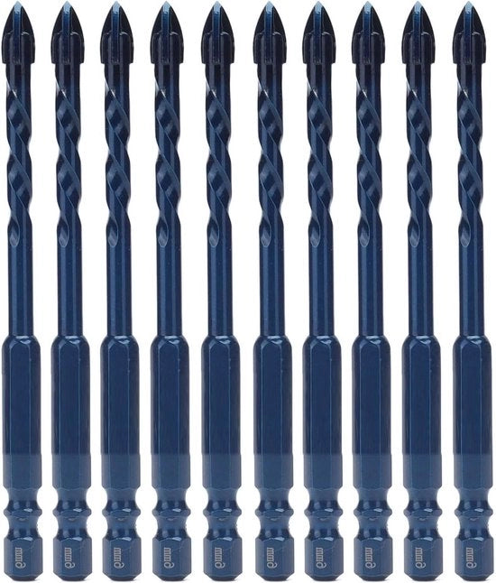 Set di 10 pezzi di punta di punteria a testa esagonale 1/4 pollice con 4 punte di lancia e punta di sparo (apertura 6mm - blu marino)