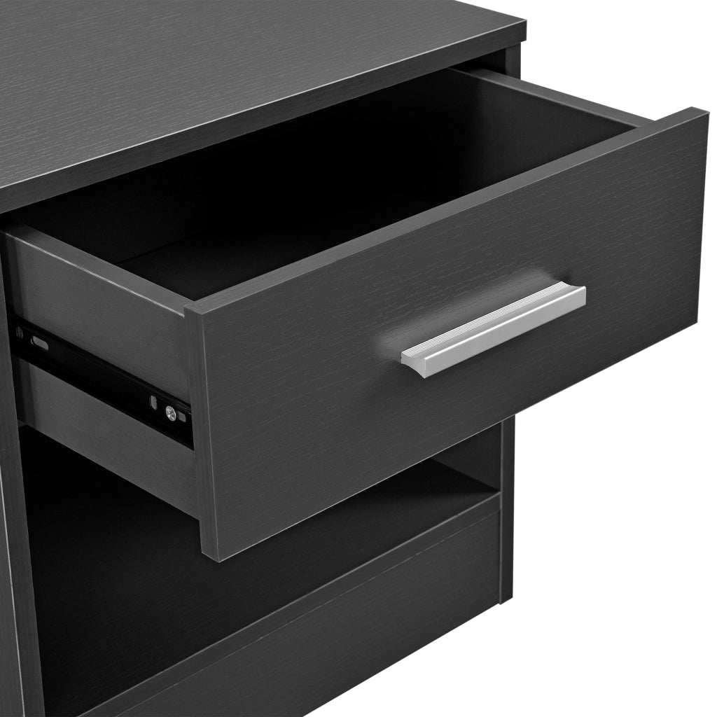 Comodino con Cassetto e Scomparto Aperto 36,5 x 29,5 x 38 cm - Grigio [en.casa]