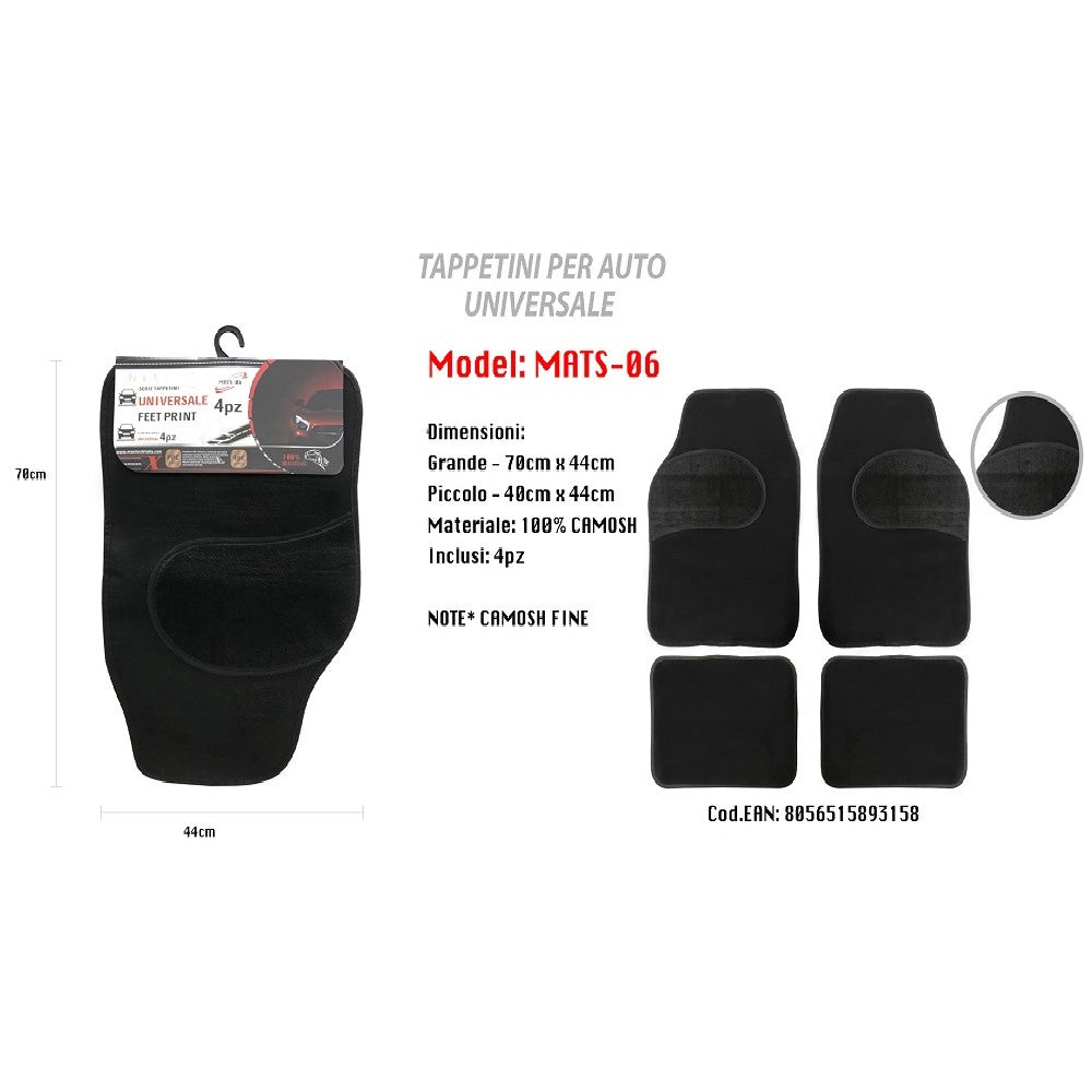 Trade Shop - Tappetino Universale Auto Camoscio Anteriore Posteriore Tappetini 4pz Maxtech Mats-06 -