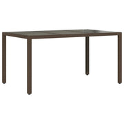 Tavolo Giardino | Tavolino da esterno Piano in Vetro Marrone 150x90x75 cm Polyrattan