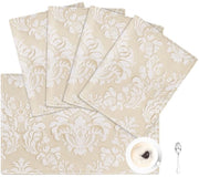 Piatto di presentazione elegante - set da 4 - beige - disegno damascato - 30x45 cm