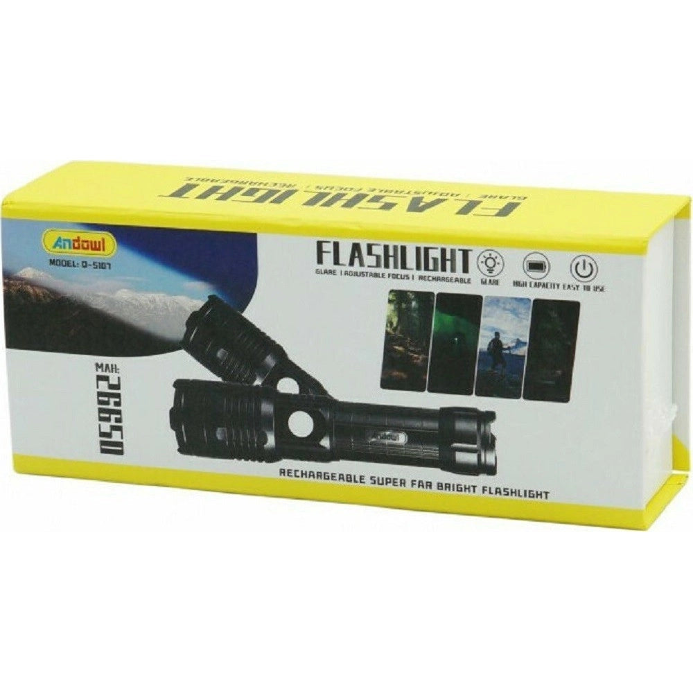 Trade Shop - Torcia Ricaricabile Usb 26650mah Ipx6 Impermeabile Lavoro Caccia Campeggi Q-5107 -