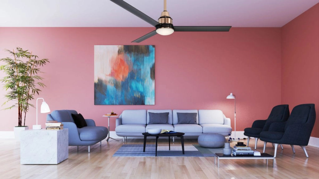 Vam Ventilatore da soffitto a risparmio energetico WI-FI YIN ottono rosa 132 cm con pale di alluminio telecomando 6 velocità
