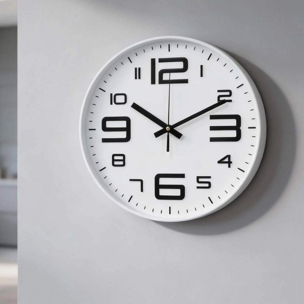 Orologio da parete silenzioso moderno da 31 cm per ufficio o soggiorno Bianco Avizar