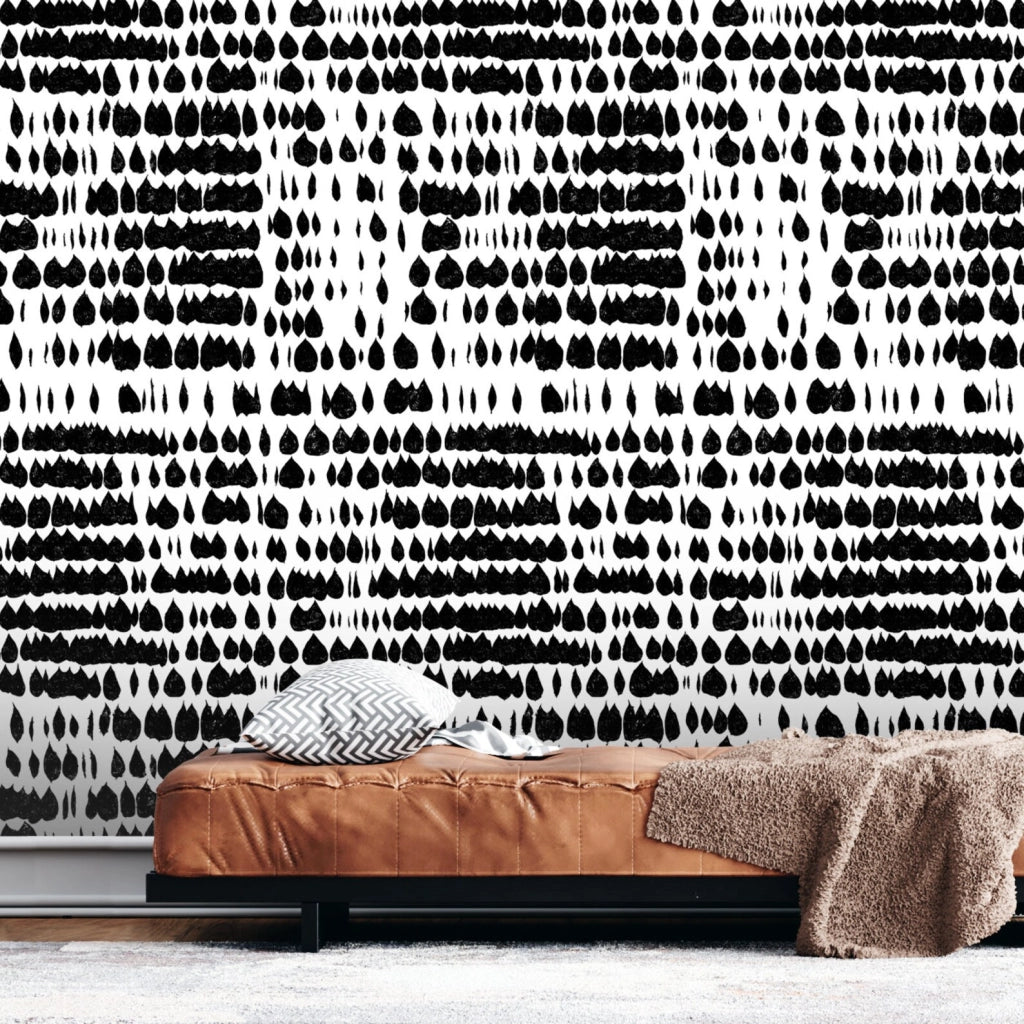 Carta da Parati Moderna Bianca e Nera in Stile Scandinavo Carta Vegana 250x200cm 5,5mq 