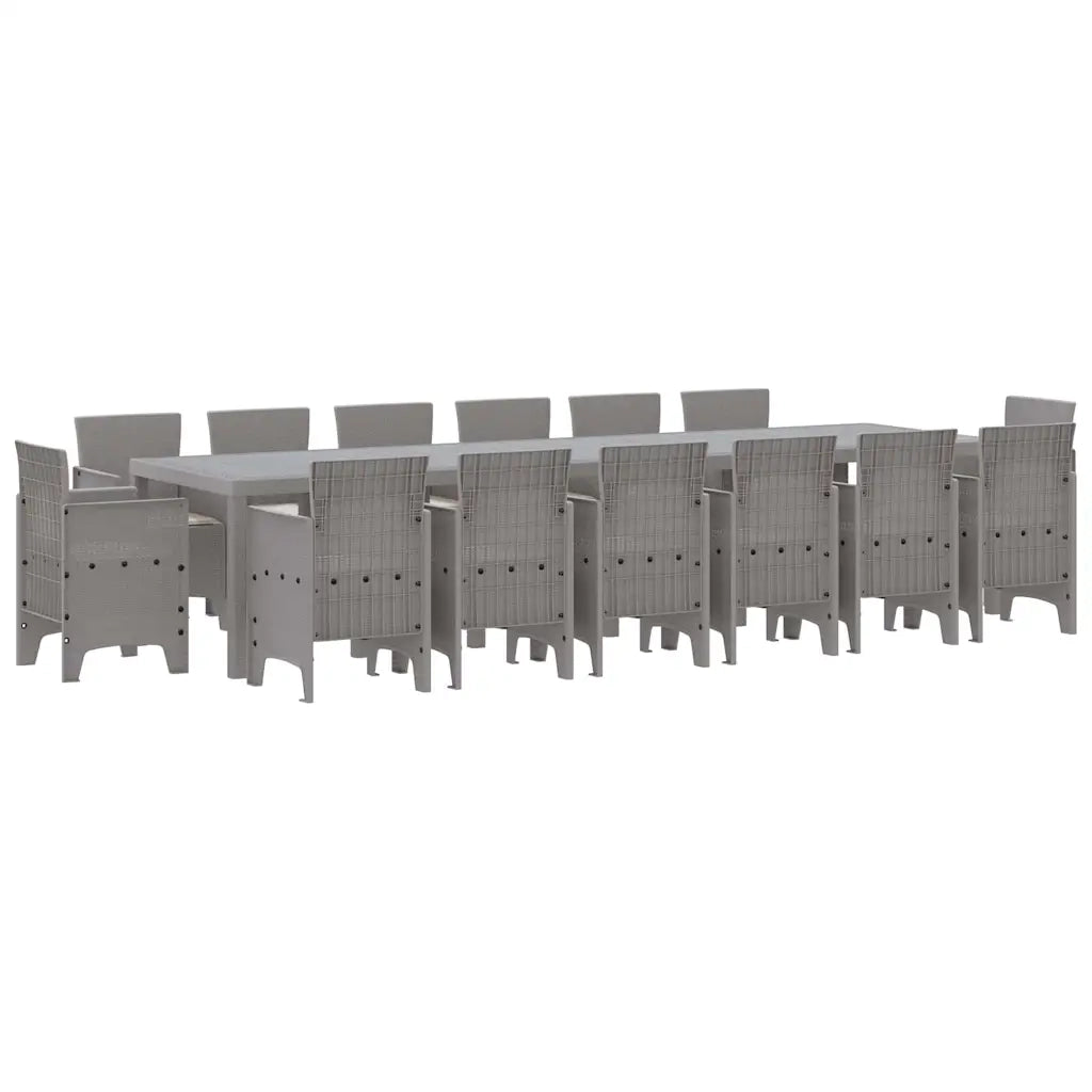 Set da Pranzo per Giardino 15 pcs Grigio chiaro Rattan Polt 3378648