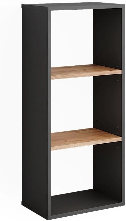 Scaffale in piedi Orlando, Antracite/quercia dorata, 40 x 90.5 cm, con ripiani regolabili per un utilizzo flessibile