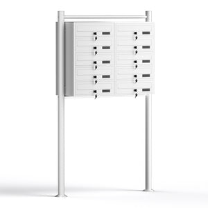 Cassetta postale condominiale autoportante 10 posti, bianco, 2 moduli 945 x 270 x 1500 mm