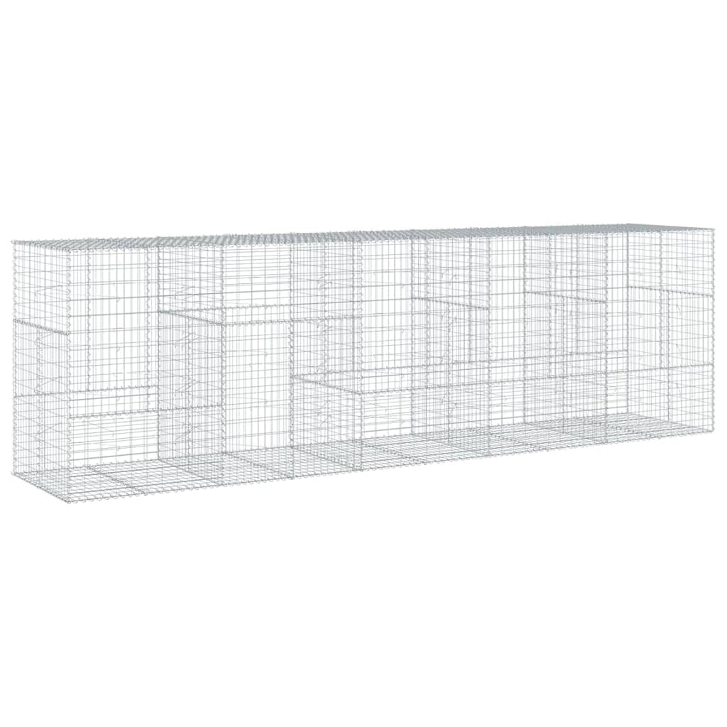 Gabbione recinto a gabbia muro di contenimento con coperchio 500 x 100 x 150 cm ferro zincato argento 02_0040170