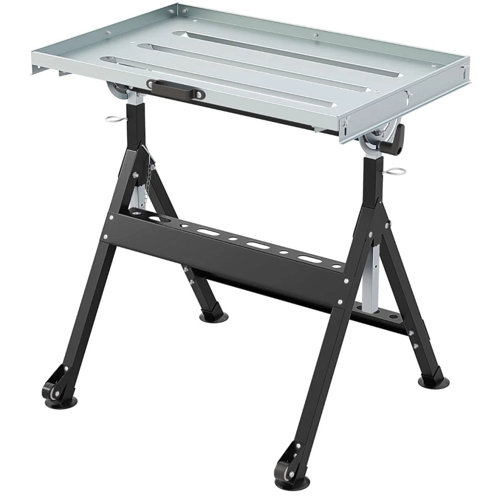 Tavolo da saldatura pieghevole 78 x 51 cm altezza regolabile su 4 livelli design portatile in metallo nero 20_0014052