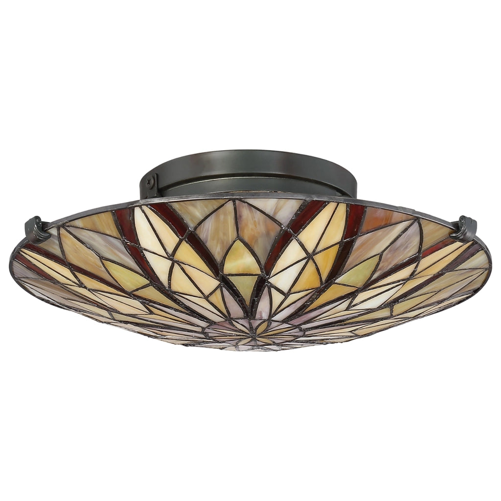 Lampada a Soffitto Tiffany Victory Vetro Bronzo Valiant 2 Luci E27