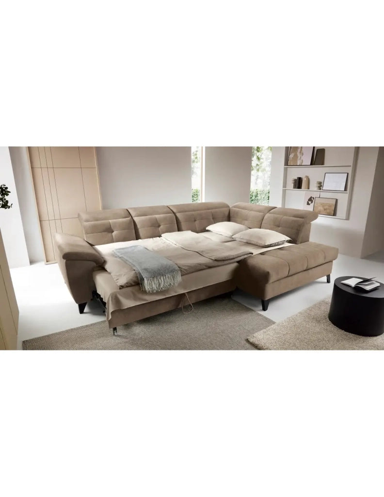 Divano ad angolo Beige 5 posti angolo destro chaise longue comfort INFERNO