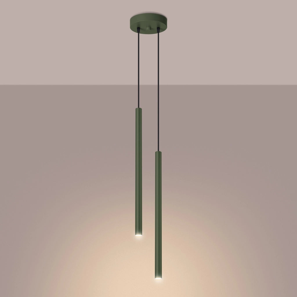 Lampada a sospensione VELINO verde oliva 2 luci G9