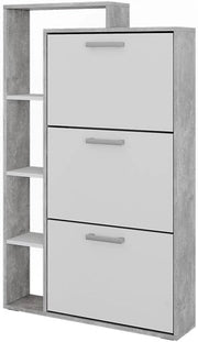 Scarpiera da ingresso Orlando, Bianco/cemento, 80 x 128.3 cm con 3 scomparti incernierati