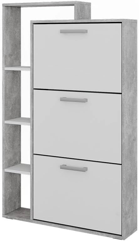Scarpiera da ingresso Orlando, Bianco/cemento, 80 x 128.3 cm con 3 scomparti incernierati