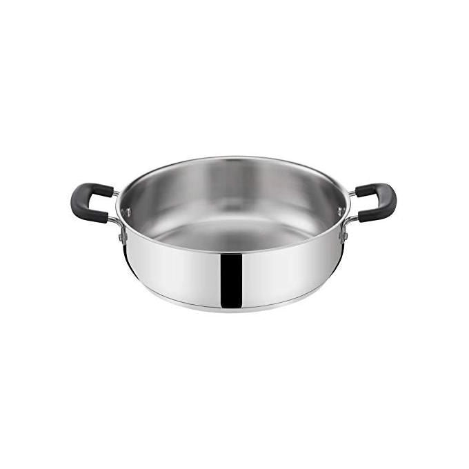 Lagostina 010717031724 Pratica Casseruola in Acciaio 18-10 con Doppie Maniglie in Silicone per Induzione Gas e Forno fino a 210° 24 cm colore Acciaio