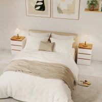 Set di 2 Comodini con 3 Cassetti in Stile Moderno, 40 x 30 x 59,5 cm, Bianco