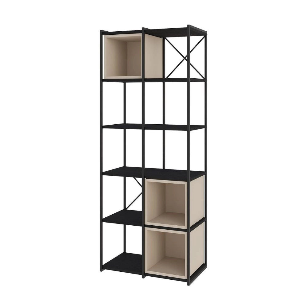 Libreria Vale Midi struttura in metallo nero e cubotti colore cashmere 70.7x39x179H – Geometria e stile industriale
