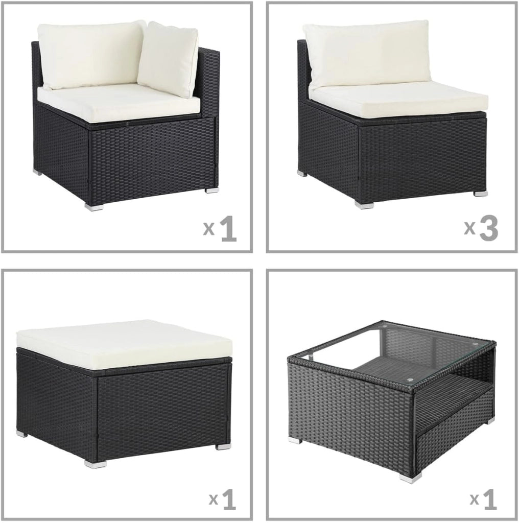 ® Lounge Tavolo da Giardino Set Polyrattan Mobili da Esterno Inclusi Cuscini 318L Gruppo di Seduta Terrazza Balcone Salottino Outdoor