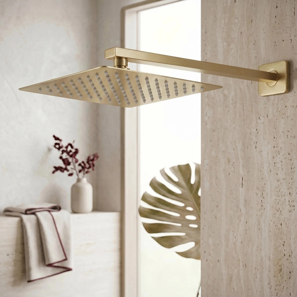 Braccio Doccia Quadrato Rea Js-9022bg 40cm Brush Gold