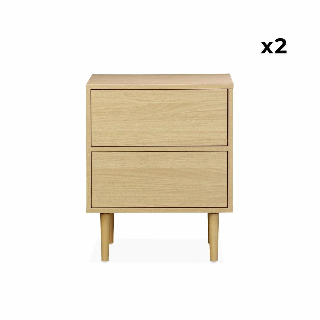 Set 2 comodini effetto legno naturale, marrone naturale