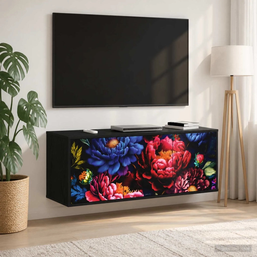Mobile TV da Parete KIEL 102 x 33 x 40 cm Rovere Nero 8007178