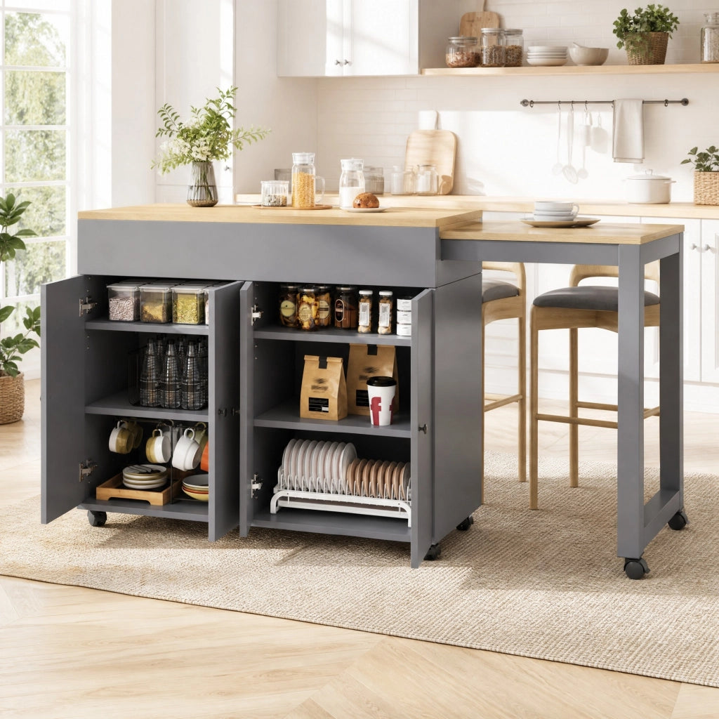 TAVOLO BAR ALLUNGABILE 117-180 x 50 x 94,6 cm Grigio MDF