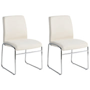 Set di 2 sedie da pranzo imbottite con braccioli, rivestimento beige chiaro, base in metallo design moderno